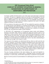 EPF Occasional Policy Brief. Conflict of Interest Situations in Armenia: Suggestions on Improvement of Monitoring and Prevention pic